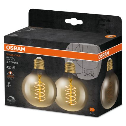 Zestaw 2x ściemnialnych żarówek LED VINTAGE FILAMENT E27/4,8W/230V 2200K - Osram