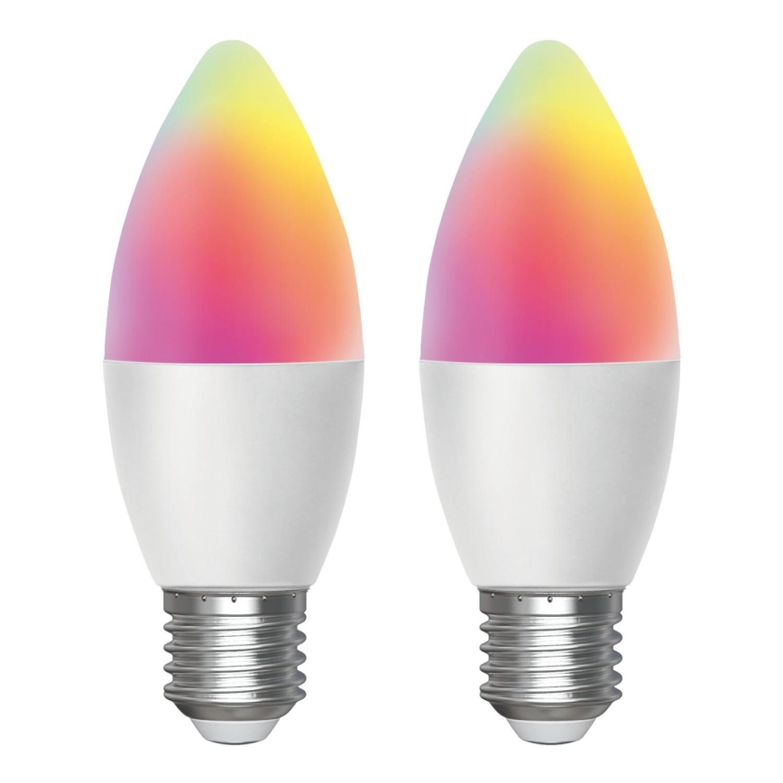 ZESTAW 2x Ściemniana żarówka LED RGBW MESH Smart C37 E27/6,5W/230V 2700-6500K + zdalne sterowanie - Aigostar
