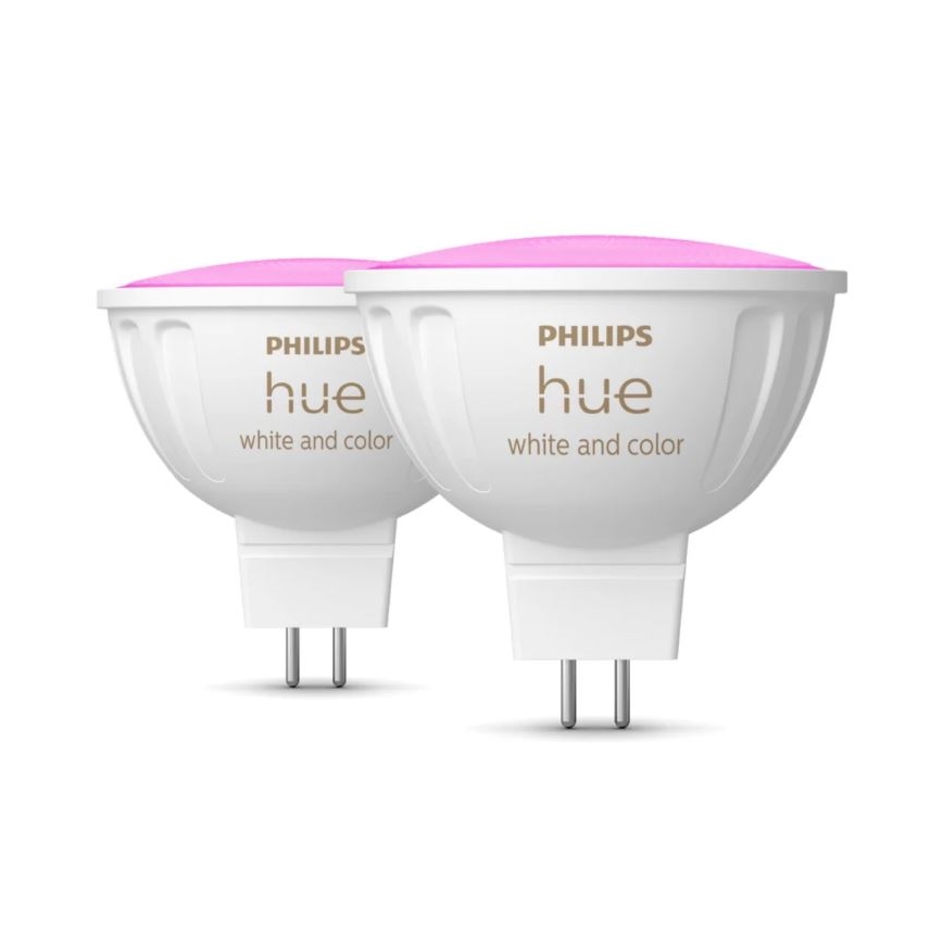 ZESTAW 2x Ściemniana żarówka LED RGBW Philips Hue White And Color Ambiance GU5,3/MR16/6,3W/12V 2000-6500K