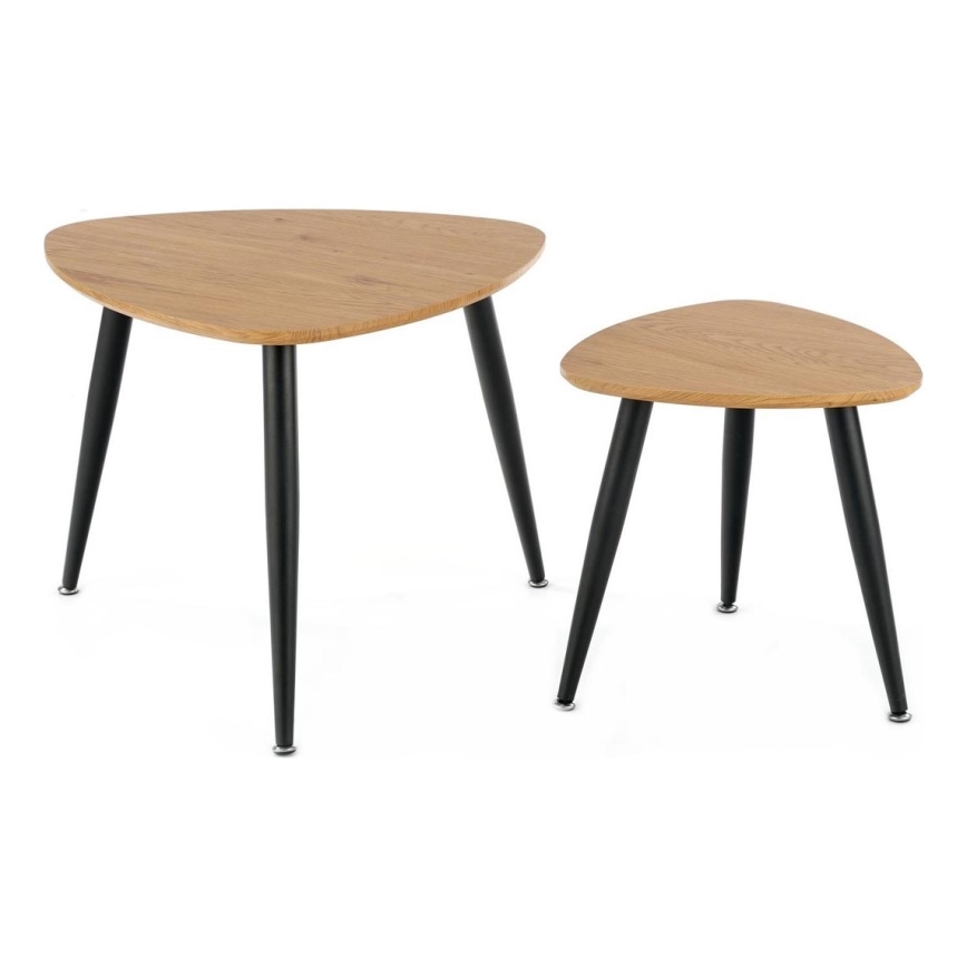 ZESTAW 2x Stół składany NICEA śr. 40/60 cm złoty dąb/czarny