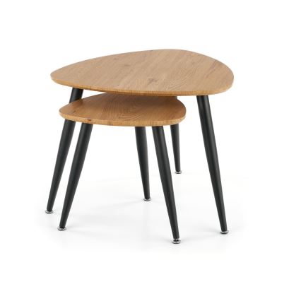 ZESTAW 2x Stół składany NICEA śr. 40/60 cm złoty dąb/czarny