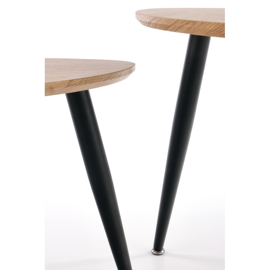 ZESTAW 2x Stół składany NICEA śr. 40/60 cm złoty dąb/czarny