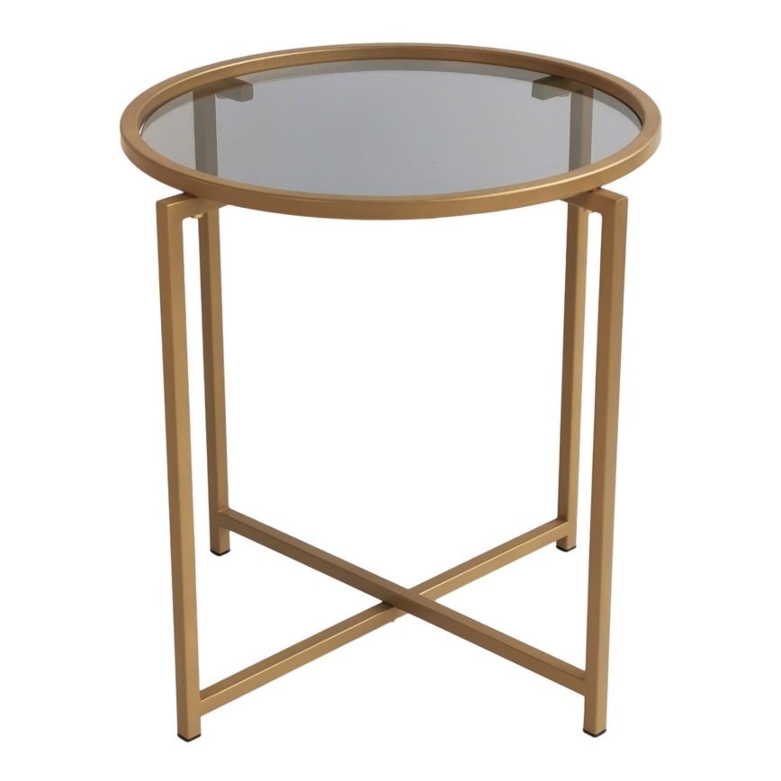 ZESTAW 2x Stół składany śr. 50 cm złoty/przezroczysty
