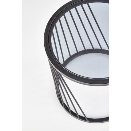 ZESTAW 2x Stolik kawowy ANTILLA śr. 42/50 cm czarny/przydymiony