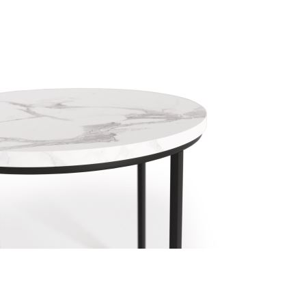 ZESTAW 2x Stolik kawowy OREO śr. 43/53 cm czarny/dekor marmur