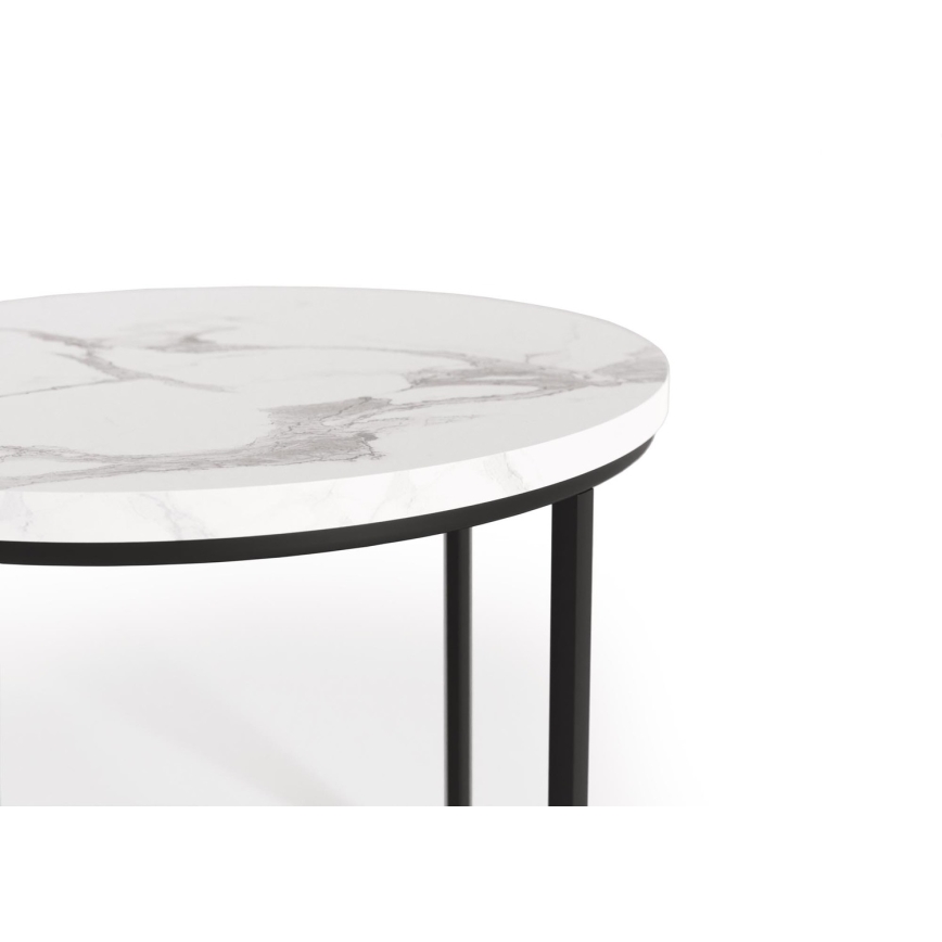 ZESTAW 2x Stolik kawowy OREO śr. 43/53 cm czarny/dekor marmur