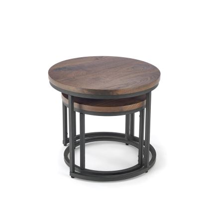 ZESTAW 2x Stolik konferencyjny OREO śr. 43/53 cm czarny/orzech