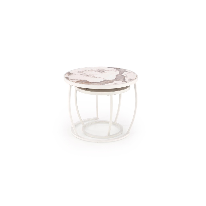 Zestaw 2x stolików kawowych AURORO — beżowy/biały