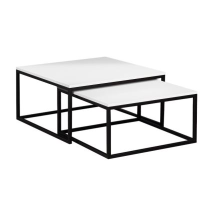 ZESTAW 2x stolików kawowych DUAL 76x76/66x66 cm czarny/biały