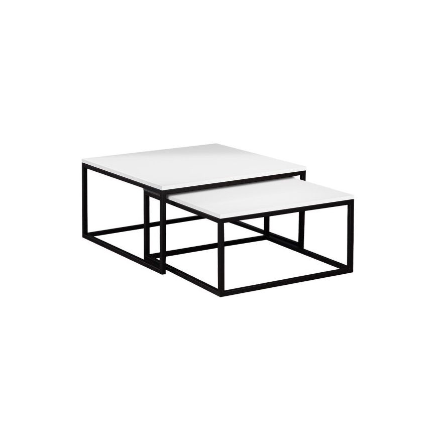 ZESTAW 2x stolików kawowych DUAL 76x76/66x66 cm czarny/biały