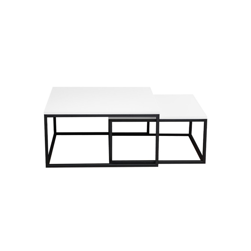 ZESTAW 2x stolików kawowych DUAL 76x76/66x66 cm czarny/biały