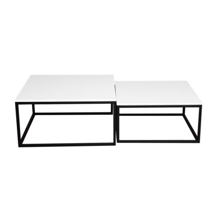 ZESTAW 2x stolików kawowych DUAL 76x76/66x66 cm czarny/biały