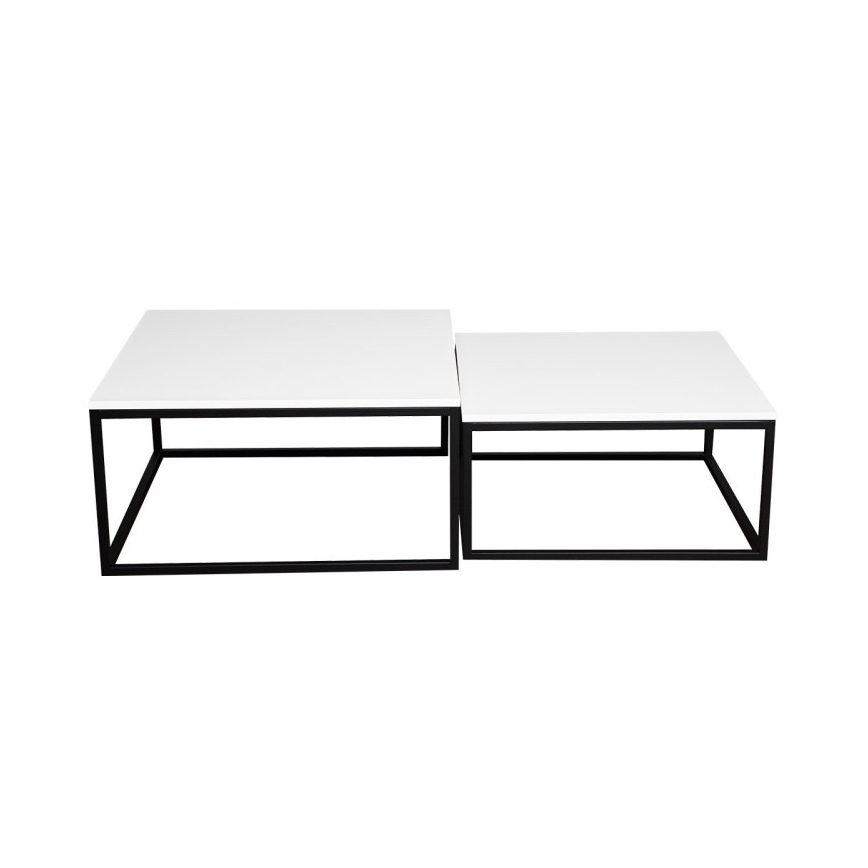 ZESTAW 2x stolików kawowych DUAL 76x76/66x66 cm czarny/biały