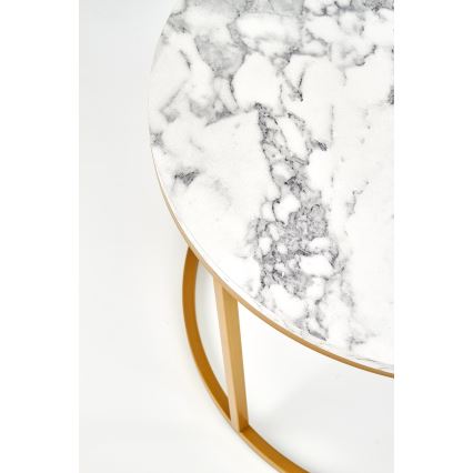 Zestaw 2x stolików kawowych PACILA, dekor marmur/złoto