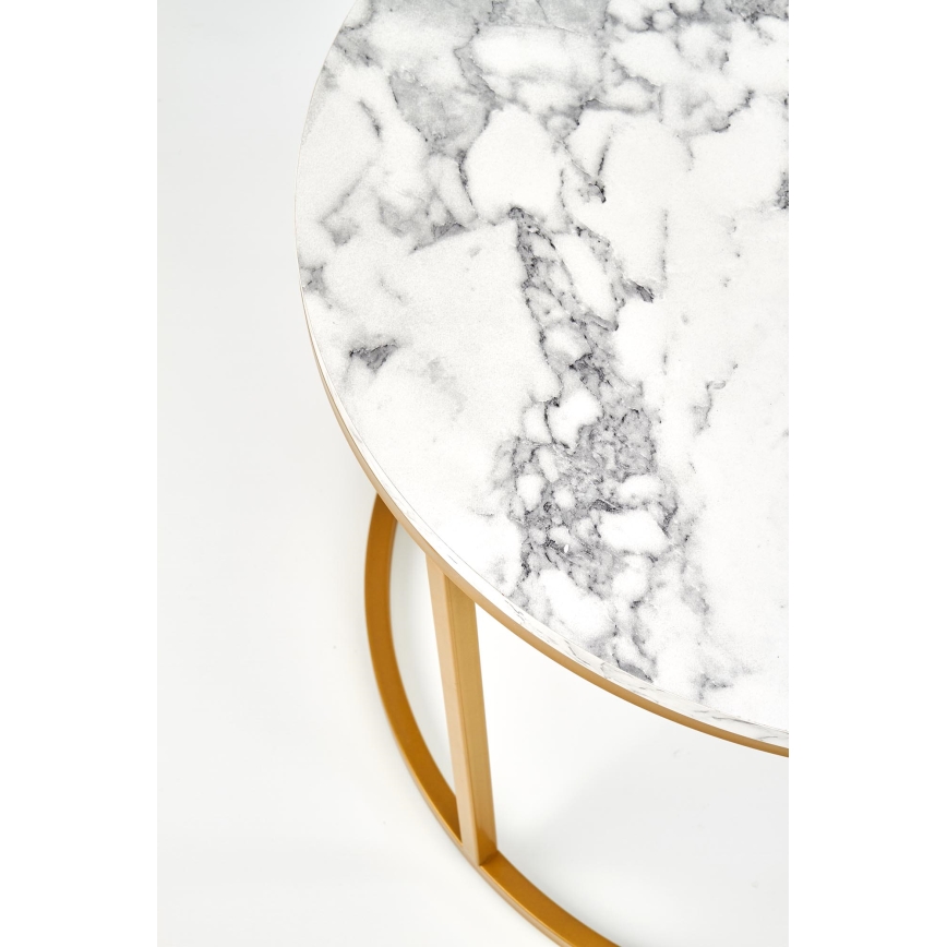 Zestaw 2x stolików kawowych PACILA, dekor marmur/złoto