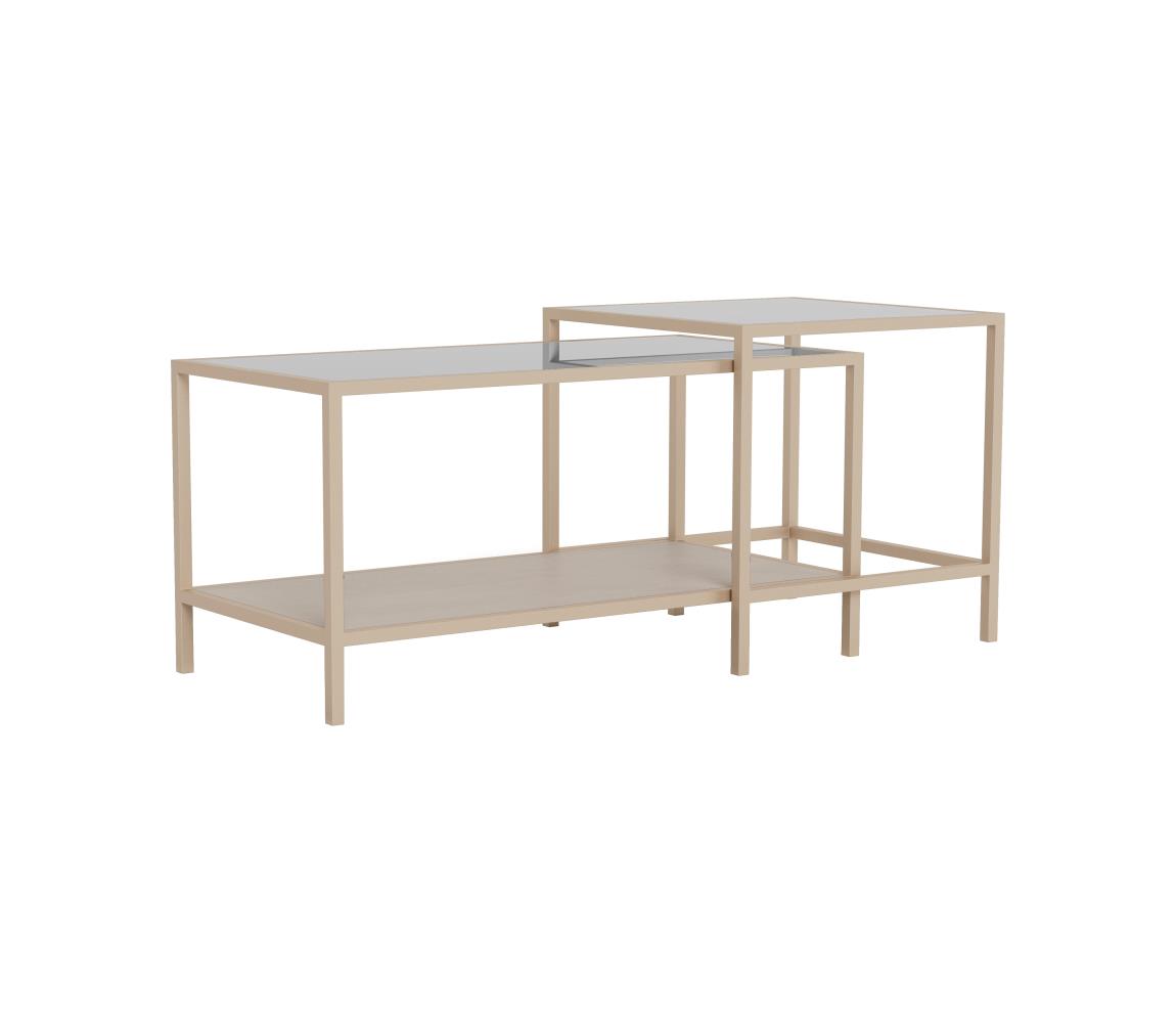 Zestaw 2x stolików konferencyjnych SARON 90x50 cm szary/przezroczysty