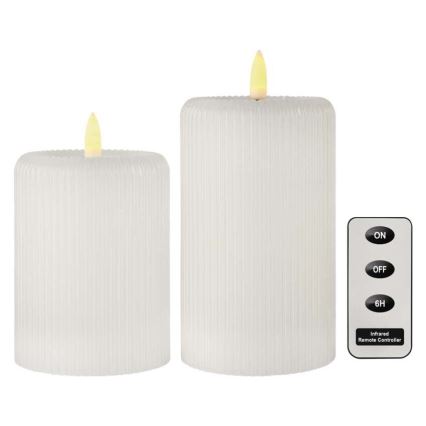 Zestaw 2x świec LED, zasilanie 4xAA + pilot zdalnego sterowania