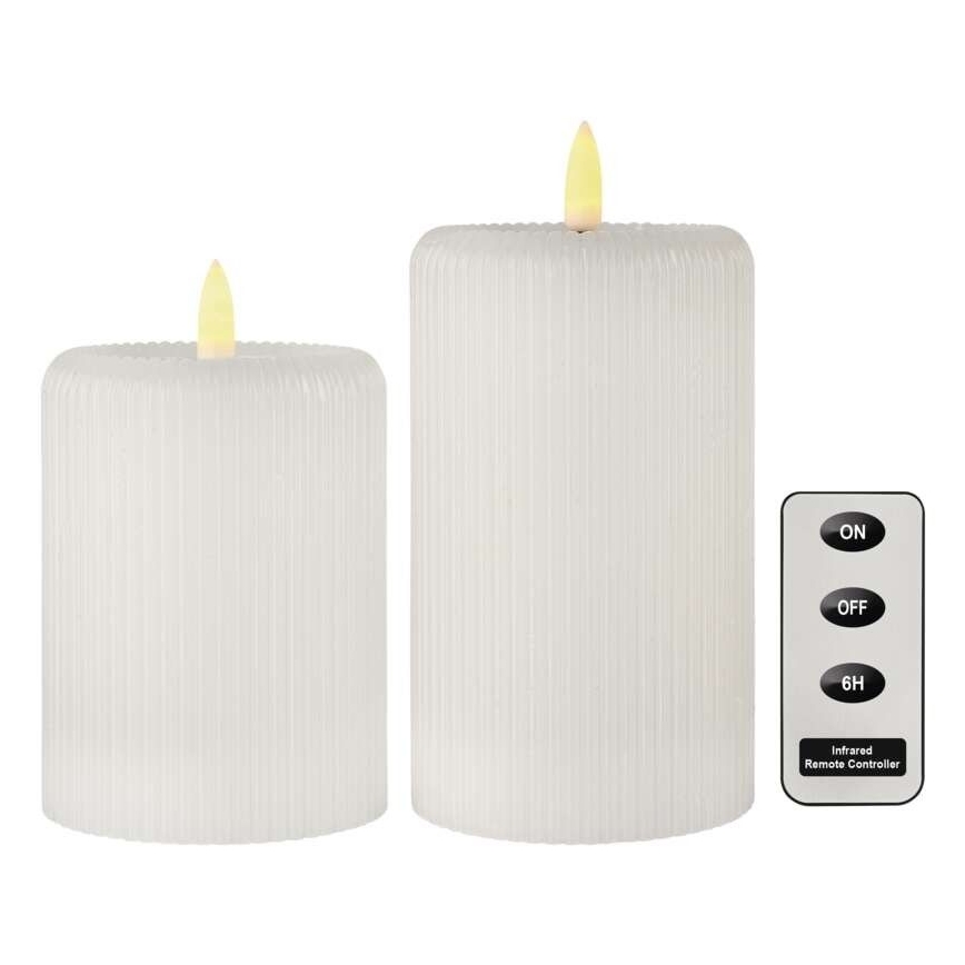 Zestaw 2x świec LED, zasilanie 4xAA + pilot zdalnego sterowania