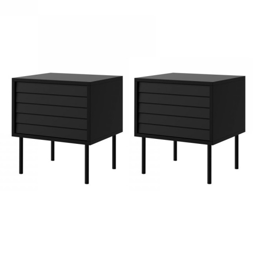 ZESTAW 2x Szafka nocna CORTINA 51x45 cm czarny