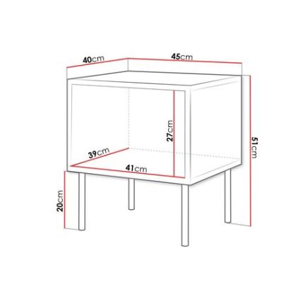 ZESTAW 2x Szafka nocna CORTINA 51x45 cm czarny