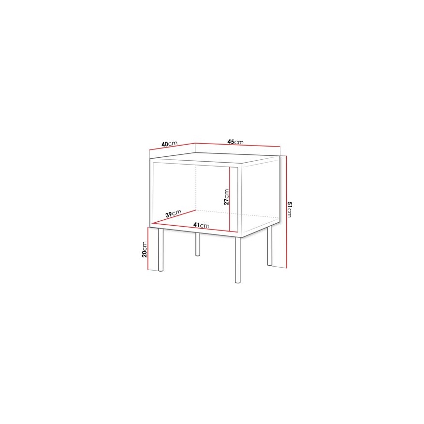 ZESTAW 2x Szafka nocna CORTINA 51x45 cm czarny