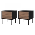 ZESTAW 2x Szafka nocna CORTINA 51x45 cm czarny/orzech warnia