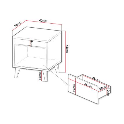 ZESTAW 2x Szafka nocna NORD 45x40 cm brązowa/antracyt