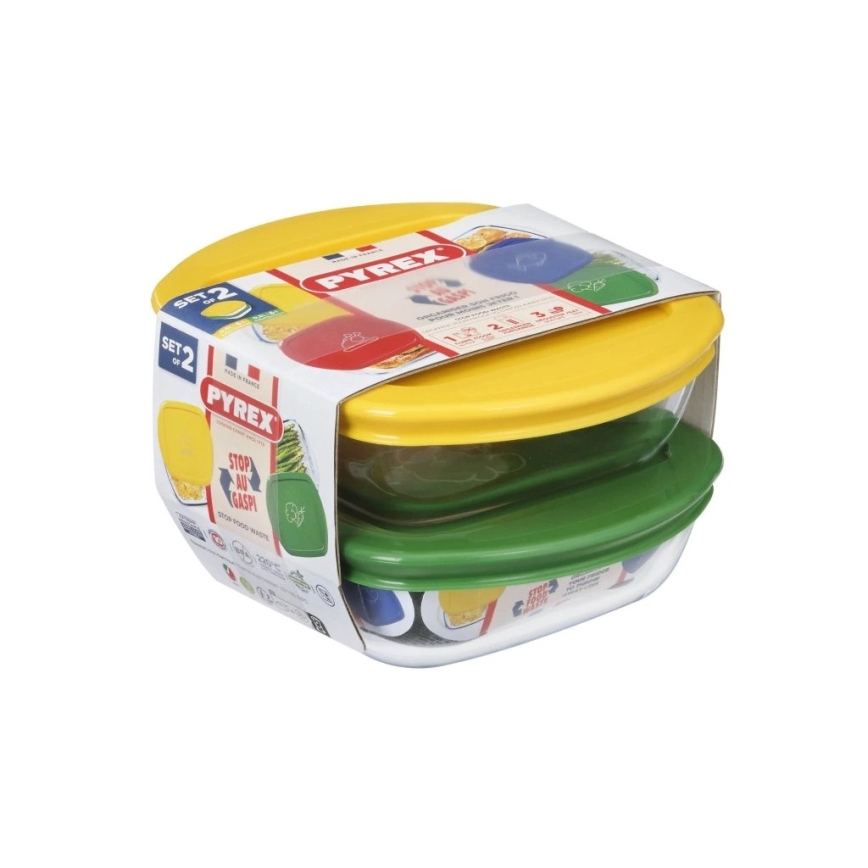 Zestaw 2x szklanych pojemników do żywności PYREX 0,3 l