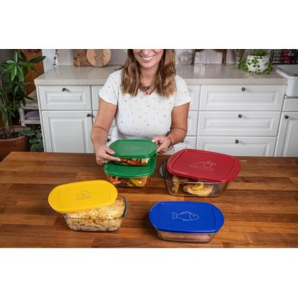 ZESTAW 2x szklanych pojemników na żywność PYREX 1,2/2,5 l