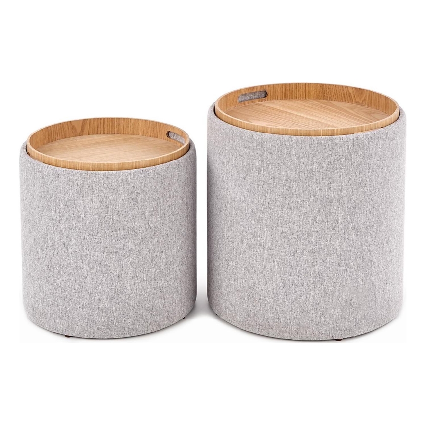 ZESTAW 2x Taboret AVIKO śr. 38/45 cm szary/beżowy