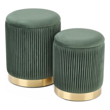 ZESTAW 2x Taboret MONTY śr. 36/44 cm zielony/złoty