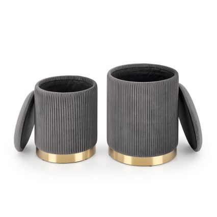 ZESTAW 2x Taboret MONTY śr. 36/66 cm szary/złoty