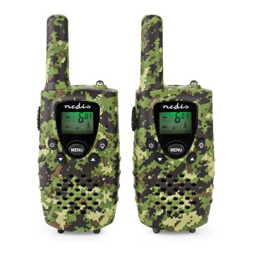 ZESTAW 2x Walkie-talkie ze światłem LED 3xAAA zasięg 8 km kamuflaż