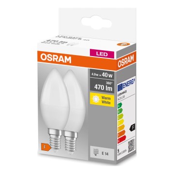 Zestaw 2x żarówek LED B38 E14/4,9W/230V 2700K - Osram