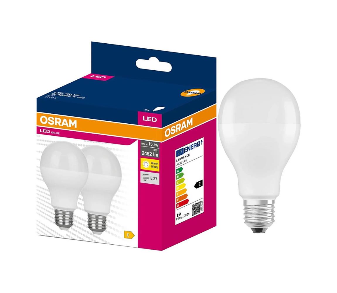 Zestaw 2x żarówek LED VALUE CLASSIC E27/19W/230V 2700K - Osram