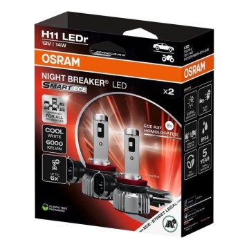 Zestaw 2x żarówek samochodowych LED NIGHT BREAKER SMART H11 PGJ19-2/14W/12V 6000K - Osram