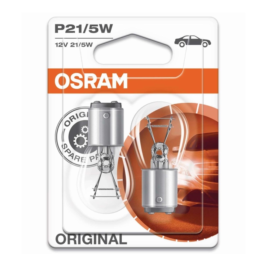 ZESTAW 2x Żarówka samochodowa BAY15d/P21/5W/12V - Osram