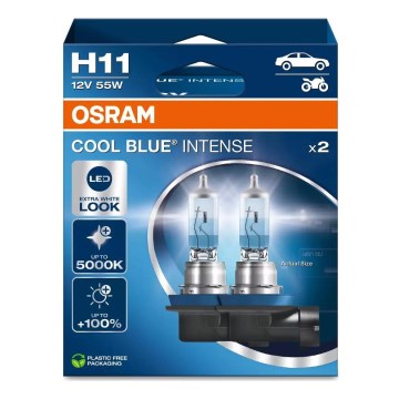 ZESTAW 2x Żarówka samochodowa COOL NIEBIESKI H11 PGJ19-2/55W/12V 5000K - Osram