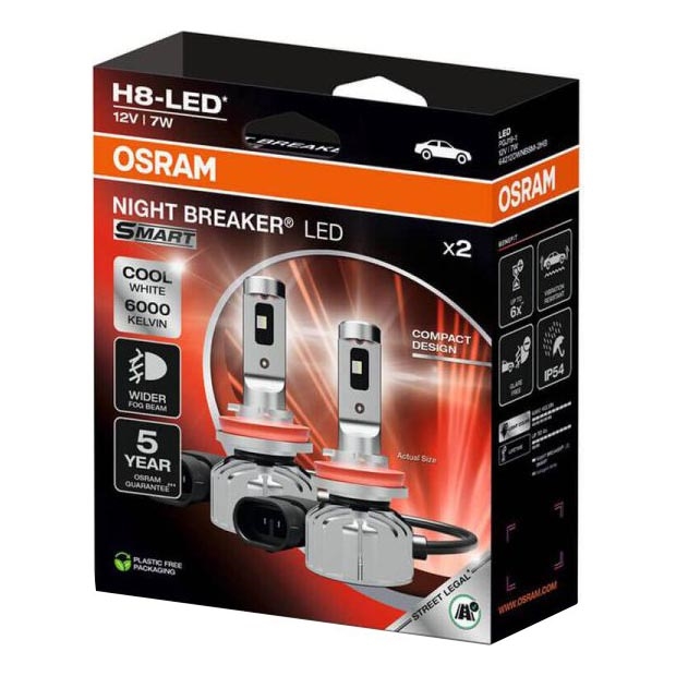 Zestaw 2x żarówka samochodowa LED NIGHT BREAKER SMART H8 PGJ19-1/7W/12V 6000K - Osram