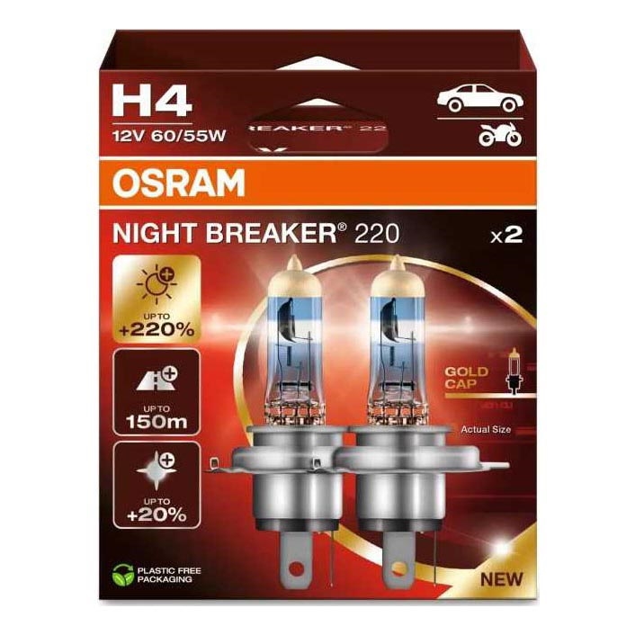 ZESTAW 2x Żarówka samochodowa NIGHT BREAKER H4 P43t/60/55W/12V - Osram