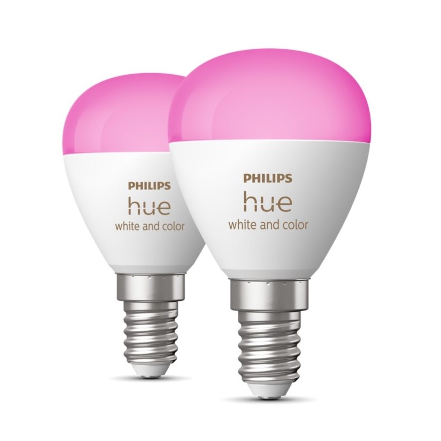ZESTAW 2x Żarówka ściemnialna LED RGBW Philips Hue White And Color Ambiance P45 E14/5,1W/230V 2000-6500K