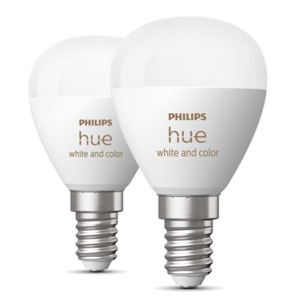 ZESTAW 2x Żarówka ściemnialna LED RGBW Philips Hue White And Color Ambiance P45 E14/5,1W/230V 2000-6500K