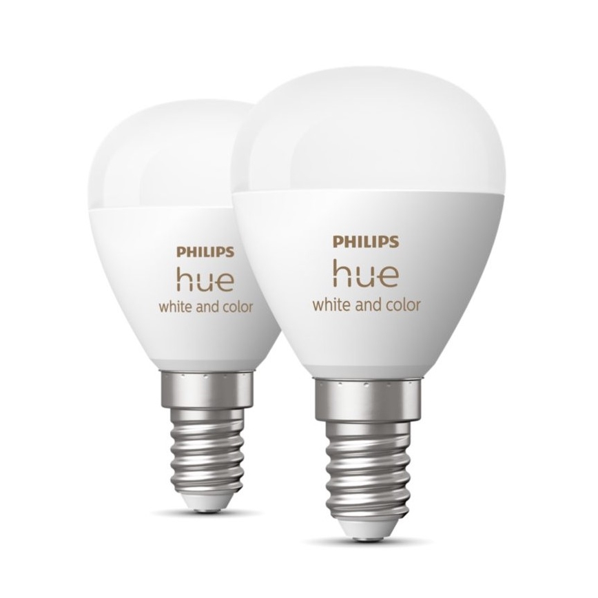 ZESTAW 2x Żarówka ściemnialna LED RGBW Philips Hue White And Color Ambiance P45 E14/5,1W/230V 2000-6500K