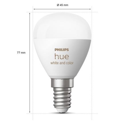 ZESTAW 2x Żarówka ściemnialna LED RGBW Philips Hue White And Color Ambiance P45 E14/5,1W/230V 2000-6500K