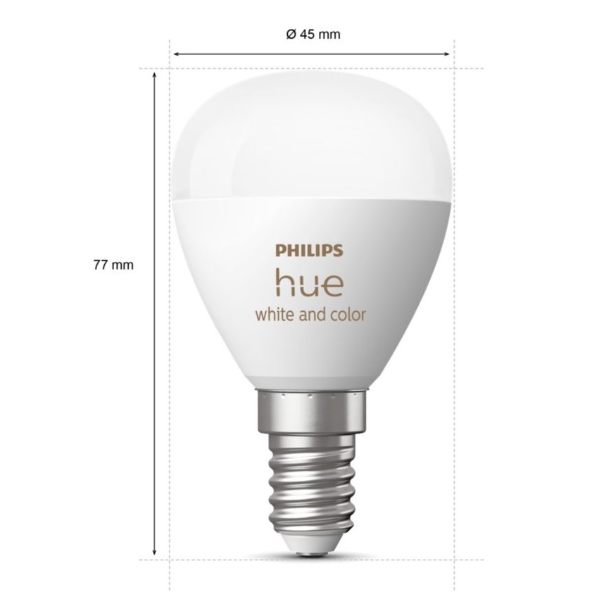 ZESTAW 2x Żarówka ściemnialna LED RGBW Philips Hue White And Color Ambiance P45 E14/5,1W/230V 2000-6500K