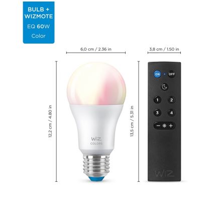 ZESTAW 2x Żarówka ściemniana LED RGBW A60 E27/8,5W/230V 2200-6500K Wi-Fi + pilot zdalnego sterowania - WiZ