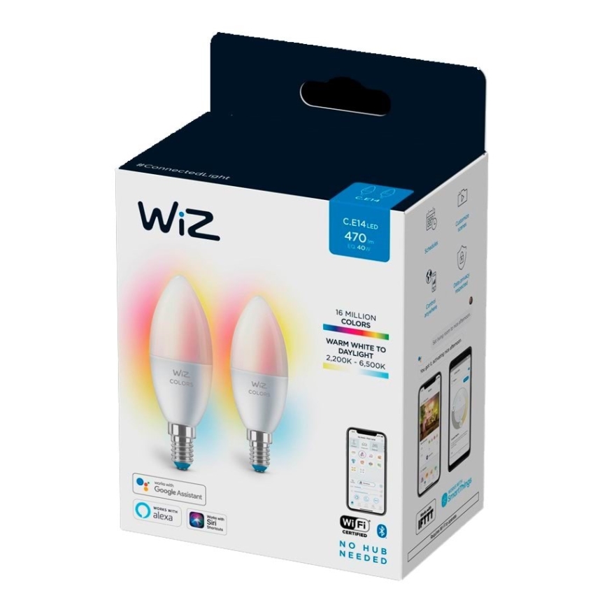 ZESTAW 2x Żarówka ściemniana LED RGBW C37 E14/4,9W/230V 2200-6500K Wi-Fi - WiZ