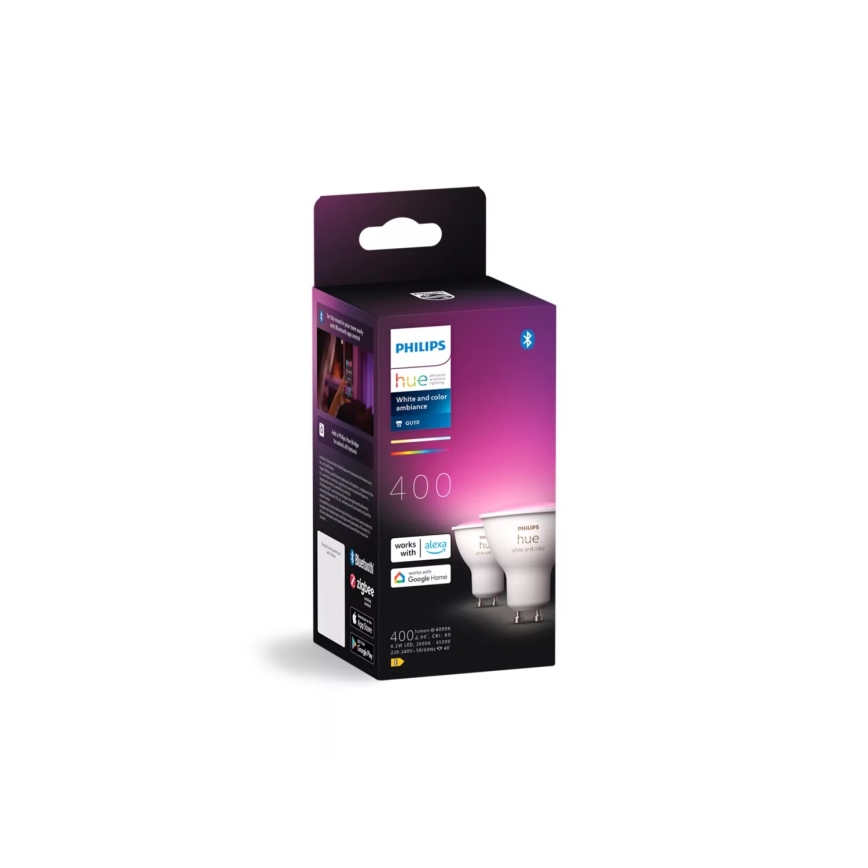 ZESTAW 2x Żarówka ściemniana LED RGBW Philips Hue White And Color Ambiance GU10/4,2W/230V 2000-6500K
