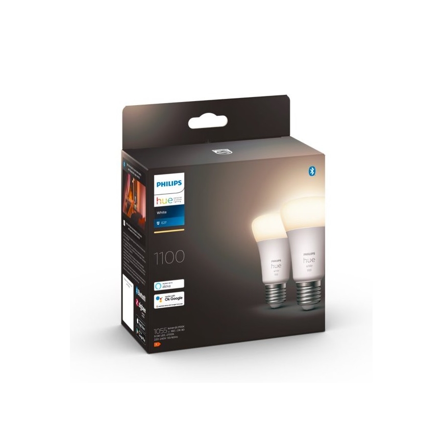 Zestaw 2× LED ściemnialna żarówka Philips Hue WHITE E27/9,5W/230V 2700K