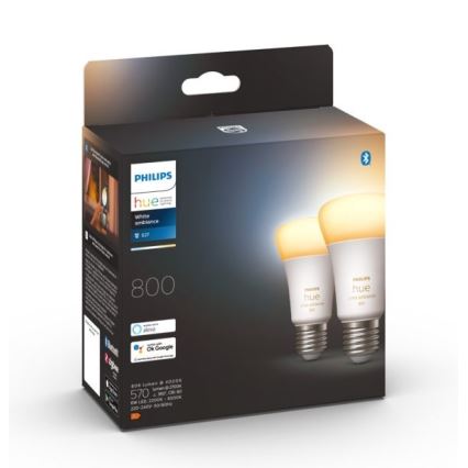 Zestaw 2×LED ściemnialna żarówka Philips Hue WHITE AMBIANCE E27/6W/230V 2200-6500K